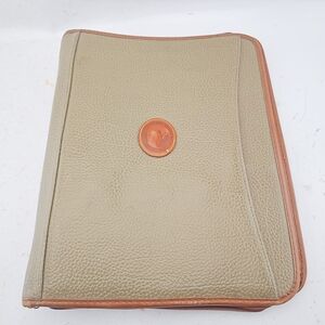 Dooney & Bourke Olive Green and Brown Leather Zip Binder